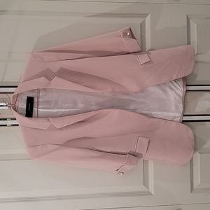 Zara pink 3/4 length pearl detail blazer
